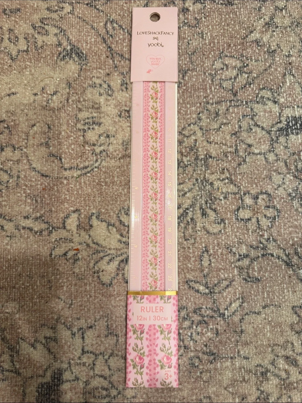 LoveShackFancy Pink Floral Decorative 12in Ruler